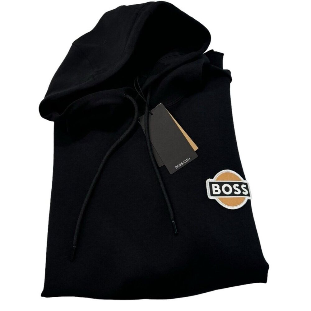 Hugo Boss 3XL Men Sweatshirt Seeger Hoodie Cotton Blend Pullover Black $228